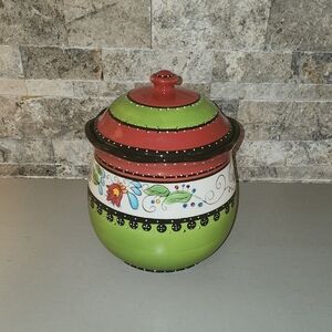 Tabletops Lifestyles Kashmor Colorful Ceramic Jar with Lid